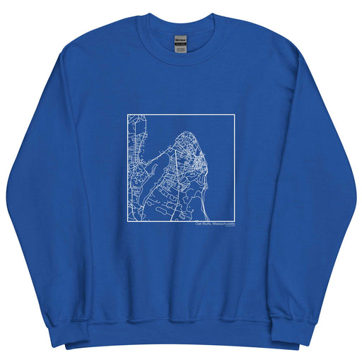 Oak Bluffs Massachusetts  Map Unisex Crewneck Sweater with City inscription in Royal Blue