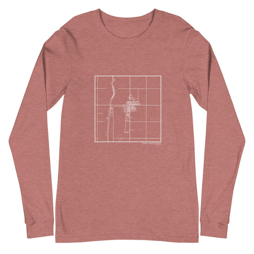 Oakes North Dakota  Map Unisex Long-Sleeve T-shirt with City inscription in Heather Mauve
