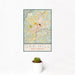 12x18 Oak Hill West Virginia Map Print Portrait Orientation in Woodblock Style With Small Cactus Plant in White Planter
