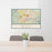 24x36 Oak Hill West Virginia Map Print Lanscape Orientation in Woodblock Style Behind 2 Chairs Table and Potted Plant