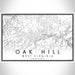 Oak Hill West Virginia Map Print Landscape Orientation in Classic Style With Shaded Background