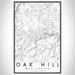 Oak Hill West Virginia Map Print Portrait Orientation in Classic Style With Shaded Background