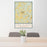 24x36 Oak Ridge North Carolina Map Print Portrait Orientation in Woodblock Style Behind 2 Chairs Table and Potted Plant
