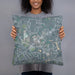 Person holding 18x18 Custom Oak Ridge North Carolina Map Throw Pillow in Afternoon