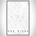 Oak Ridge North Carolina Map Print Portrait Orientation in Classic Style With Shaded Background