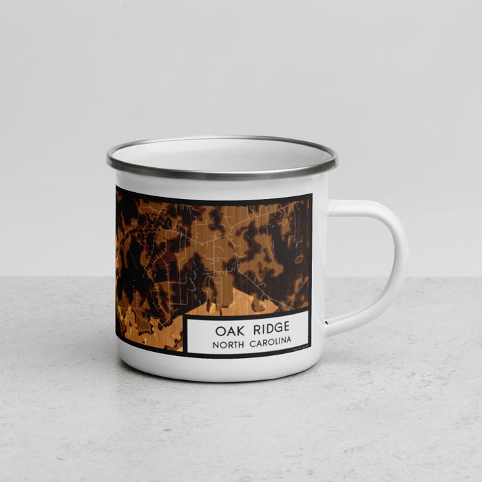 Right View Custom Oak Ridge North Carolina Map Enamel Mug in Ember