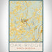 Oak Ridge North Carolina Map Print Portrait Orientation in Woodblock Style With Shaded Background