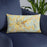 Custom Oak Ridge North Carolina Map Throw Pillow in Woodblock on Blue Colored Chair