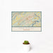 12x18 Oak Ridge Tennessee Map Print Landscape Orientation in Woodblock Style With Small Cactus Plant in White Planter