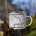 Right View Custom Oak Ridge Tennessee Map Enamel Mug in Classic on Grass With Trees in Background