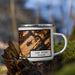 Right View Custom Oak Ridge Tennessee Map Enamel Mug in Ember on Grass With Trees in Background