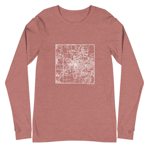 Ocala Florida  Map Unisex Long-Sleeve T-shirt with City inscription in Heather Mauve
