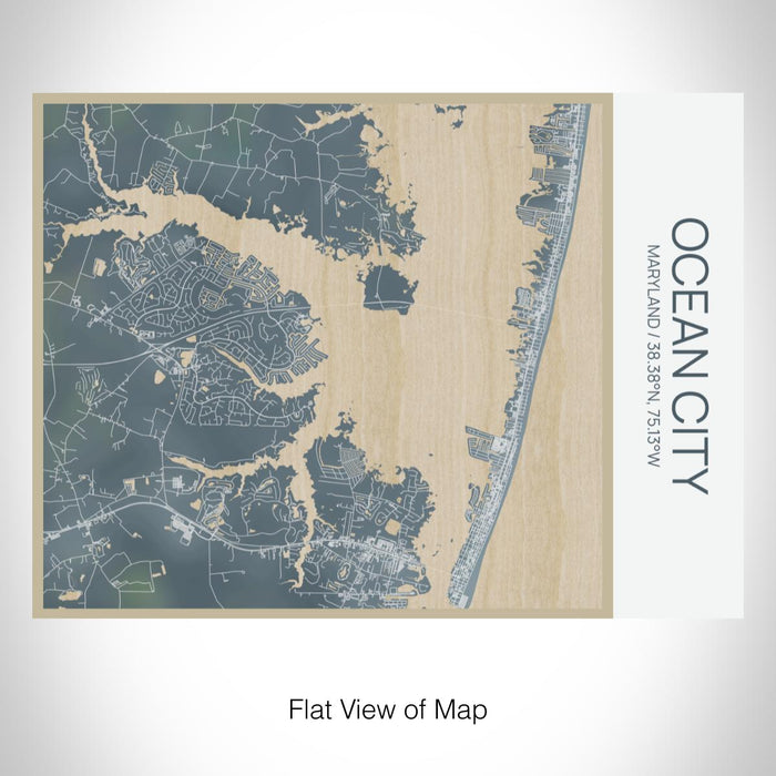 Rendered View of Ocean City Maryland Map on 20oz Stainless Steel Insulated Bottle with Bamboo Top with printed afternoon style map