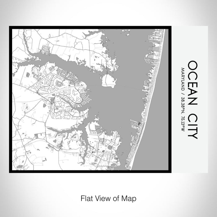 Rendered View of Ocean City Maryland Map on 20oz Stainless Steel Insulated Bottle with Bamboo Top with printed classic style map