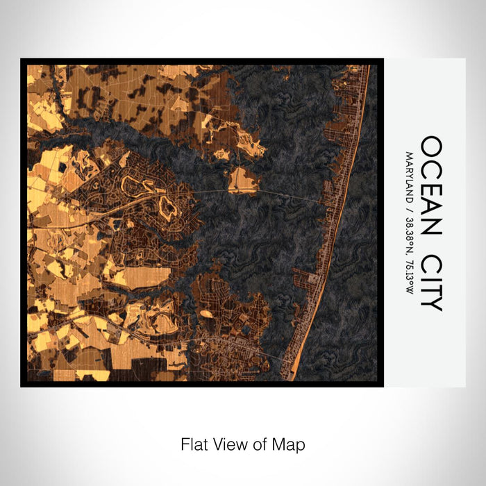 Rendered View of Ocean City Maryland Map on 20oz Stainless Steel Insulated Bottle with Bamboo Top with printed ember style map