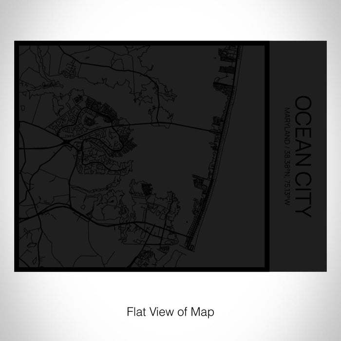 Rendered View of Ocean City Maryland Map on 20oz Stainless Steel Insulated Bottle with Bamboo Top in Matte Black with printed Tactile Lines Map in Black