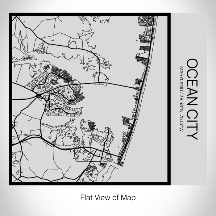 Rendered View of Ocean City Maryland Map on 17oz Stainless Steel Insulated Tumbler in Tactile Lines with Succulent in Background