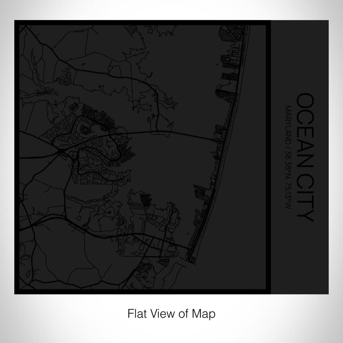 Rendered View of Ocean City Maryland Map on 17oz Stainless Steel Insulated Tumbler in Matte Black with Tactile Lines