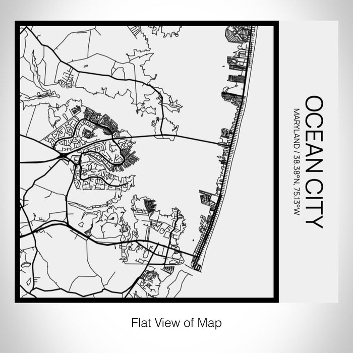 Rendered View of Ocean City Maryland Map on 17oz Stainless Steel Insulated Tumbler in Matte White with Tactile Lines