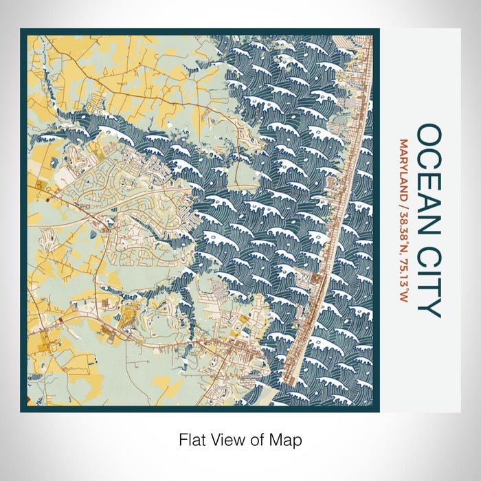 Rendered View of Ocean City Maryland Map on 17oz Stainless Steel Insulated Tumbler in Woodblock Map Style