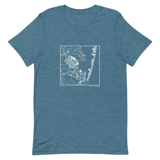 Ocean City Maryland  Map Unisex T-Shirt with City inscription in Heather Teal