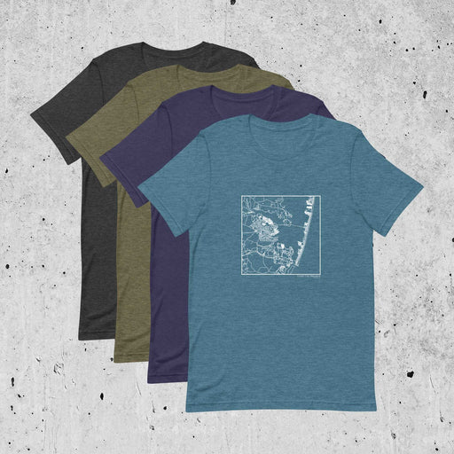 Ocean City Maryland  Map Unisex T-Shirts in Multiple Colors
