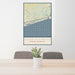 24x36 Ocean Isle Beach North Carolina Map Print Portrait Orientation in Woodblock Style Behind 2 Chairs Table and Potted Plant