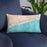 Custom Ocean Isle Beach North Carolina Map Throw Pillow in Watercolor on Blue Colored Chair