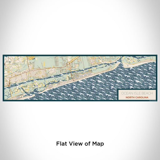 Flat View of Map Custom Ocean Isle Beach North Carolina Map Enamel Mug in Woodblock