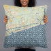 Person holding 22x22 Custom Ocean Isle Beach North Carolina Map Throw Pillow in Woodblock