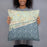 Person holding 18x18 Custom Ocean Isle Beach North Carolina Map Throw Pillow in Woodblock