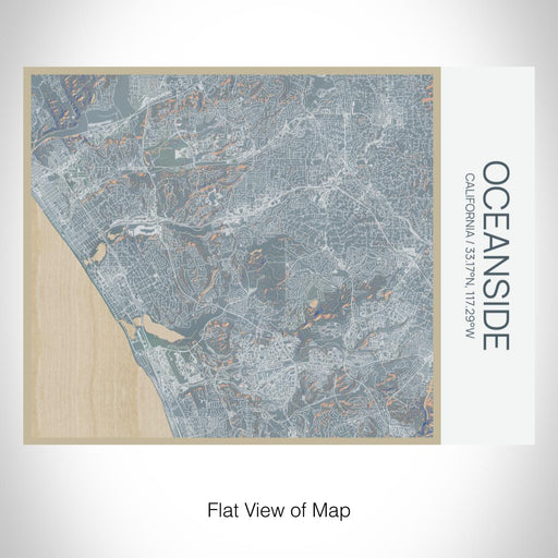 Rendered View of Oceanside California Map on 20oz Stainless Steel Insulated Bottle with Bamboo Top with printed afternoon style map