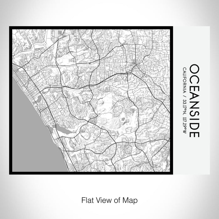 Rendered View of Oceanside California Map on 20oz Stainless Steel Insulated Bottle with Bamboo Top with printed classic style map