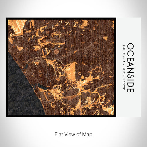 Rendered View of Oceanside California Map on 20oz Stainless Steel Insulated Bottle with Bamboo Top with printed ember style map