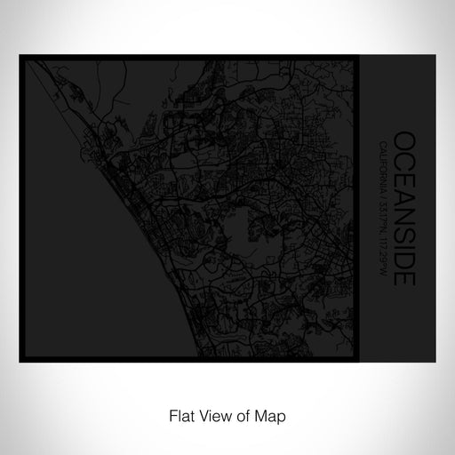 Rendered View of Oceanside California Map on 20oz Stainless Steel Insulated Bottle with Bamboo Top in Matte Black with printed Tactile Lines Map in Black