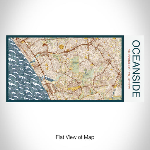 Rendered View of Oceanside California Map on 17oz Stainless Steel Insulated Bottle with printed woodblock style map