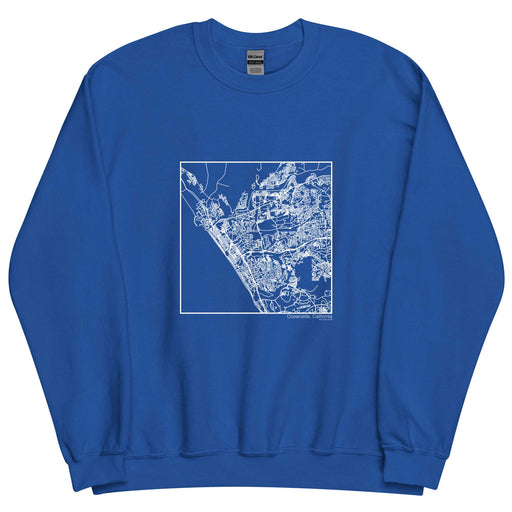 Oceanside California  Map Unisex Crewneck Sweater with City inscription in Royal Blue