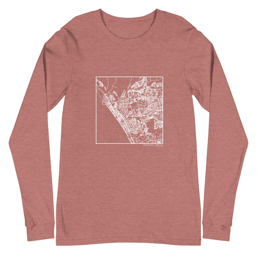 Oceanside California  Map Unisex Long-Sleeve T-shirt with City inscription in Heather Mauve