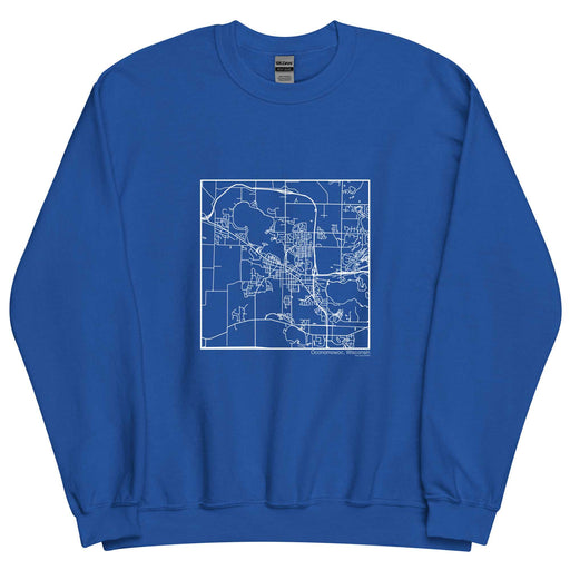 Oconomowoc Wisconsin  Map Unisex Crewneck Sweater with City inscription in Royal Blue
