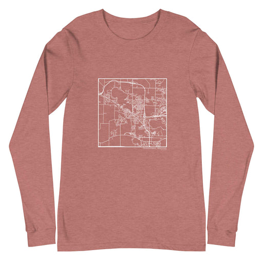Oconomowoc Wisconsin  Map Unisex Long-Sleeve T-shirt with City inscription in Heather Mauve