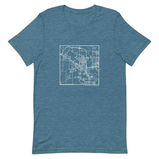 Oconomowoc Wisconsin  Map Unisex T-Shirt with City inscription in Heather Teal