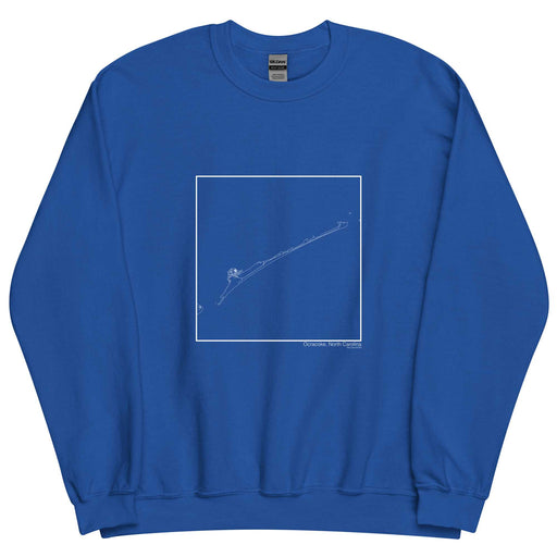 Ocracoke North Carolina  Map Unisex Crewneck Sweater with City inscription in Royal Blue