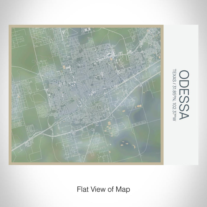 Rendered View of Odessa Texas Map on 20oz Stainless Steel Insulated Bottle with Bamboo Top with printed afternoon style map