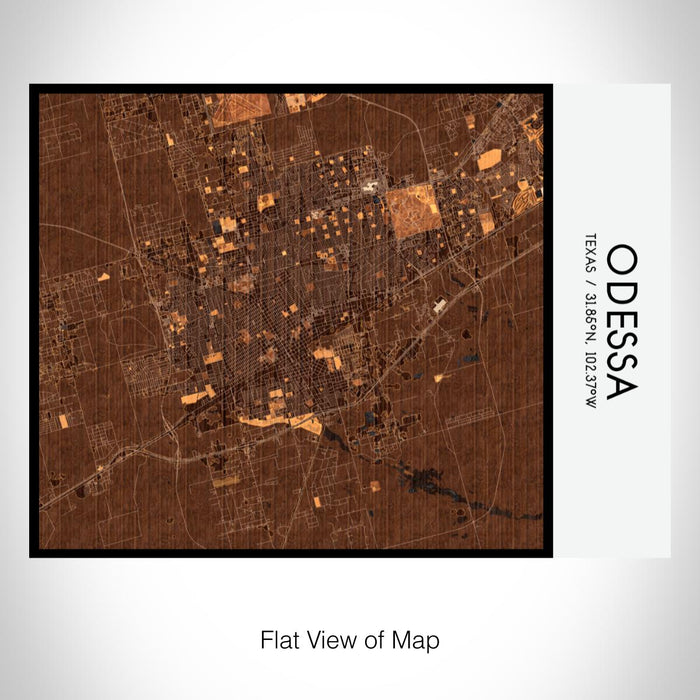 Rendered View of Odessa Texas Map on 20oz Stainless Steel Insulated Bottle with Bamboo Top with printed ember style map