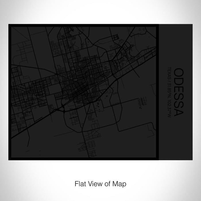 Rendered View of Odessa Texas Map on 20oz Stainless Steel Insulated Bottle with Bamboo Top in Matte Black with printed Tactile Lines Map in Black