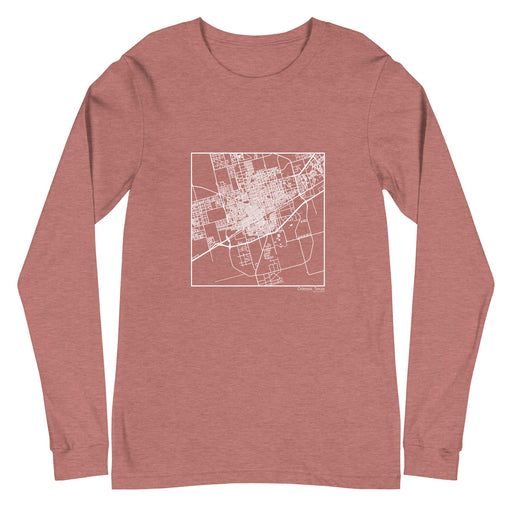 Odessa Texas  Map Unisex Long-Sleeve T-shirt with City inscription in Heather Mauve
