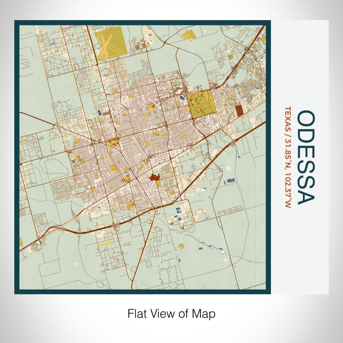 Rendered View of Odessa Texas Map on 17oz Stainless Steel Insulated Tumbler in Woodblock Map Style