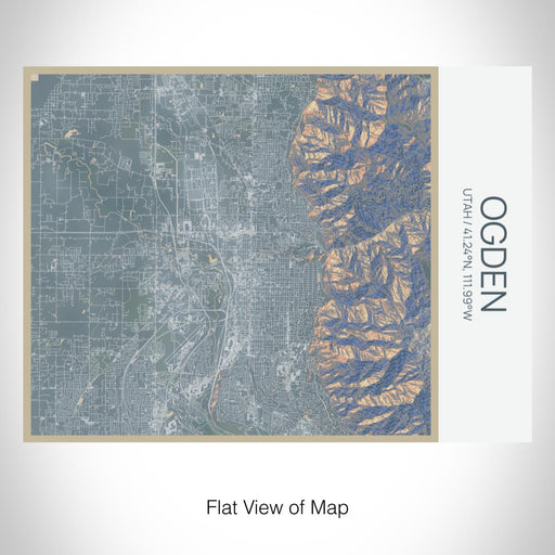 Rendered View of Ogden Utah Map on 20oz Stainless Steel Insulated Bottle with Bamboo Top with printed afternoon style map
