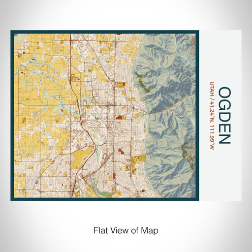 Rendered View of Ogden Utah Map on 20oz Stainless Steel Insulated Bottle with Bamboo Top with printed woodblock style map