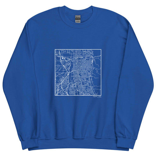 Ogden Utah  Map Unisex Crewneck Sweater with City inscription in Royal Blue